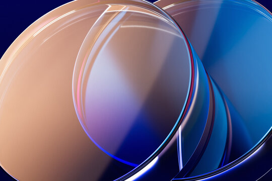 Abstract Glass Shapes with Reflections on Dark Background