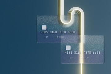 Abstract modern credit card with glowing futuristic patterns