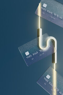 Abstract credit card with transparent glowing design elements