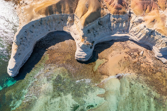 Eroded cliffs and rugged coastline