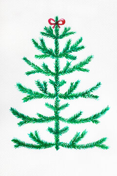 Illustration of a Christmas tree with a bow 