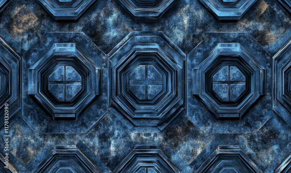 Poster based on a gaming architecture pattern, this pattern has a wide format