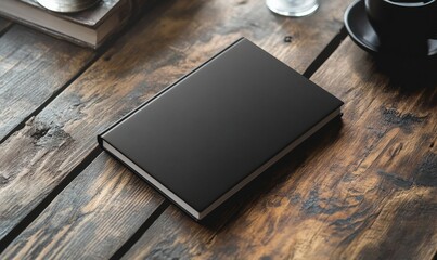 blank black cover closed notebook mockup