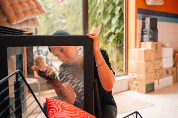 Cleaning Fireplace's Glass Panel with Care