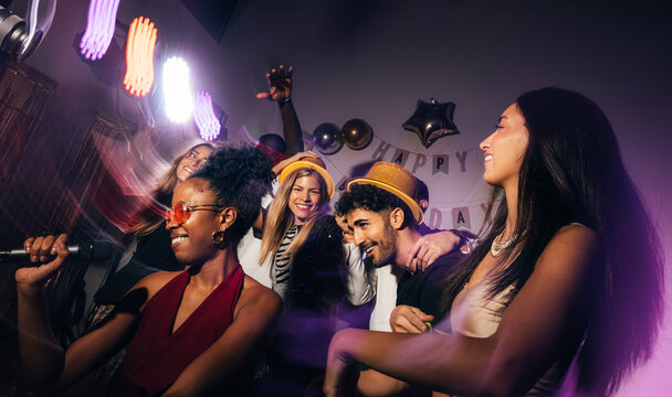 Birthday celebration with friends and lively karaoke night