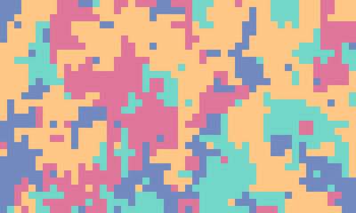 Vibrant pixel art background featuring a playful blend of pastel colors.  Ideal for website design, social media graphics, or textile prints.