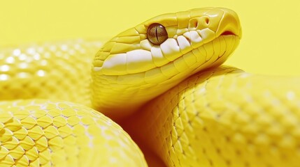A close-up shot of a yellow snake with its mouth open, suitable for use in educational or documentary content