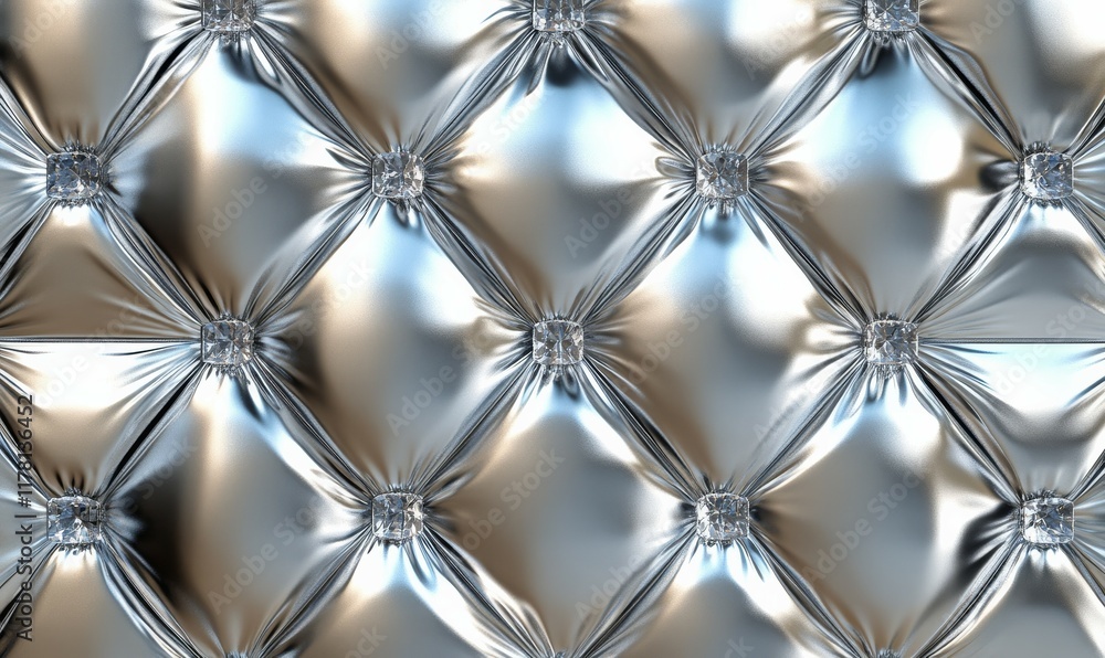 Poster silver tiles arranged to create a polished wall. diamond shaped, 3d background formed from luxurious