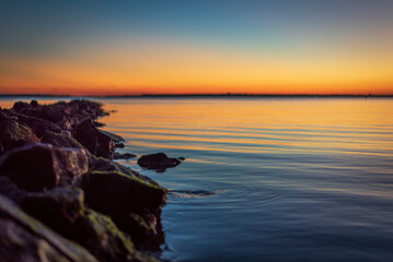 Sunset on ocean ripples