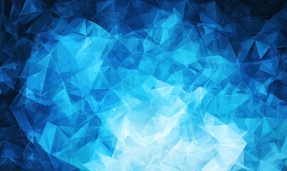 Obraz premium Abstract blue polygonal background, light center, dark edges, ideal for digital art or design.