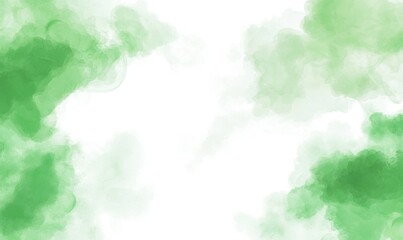 Abstract green smoke or fog frame on white background for design.