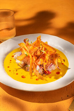 Sea bass ceviche - Peruvian dish