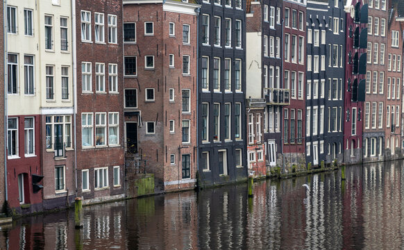 A row of traditional European buildings in Amsterdam
