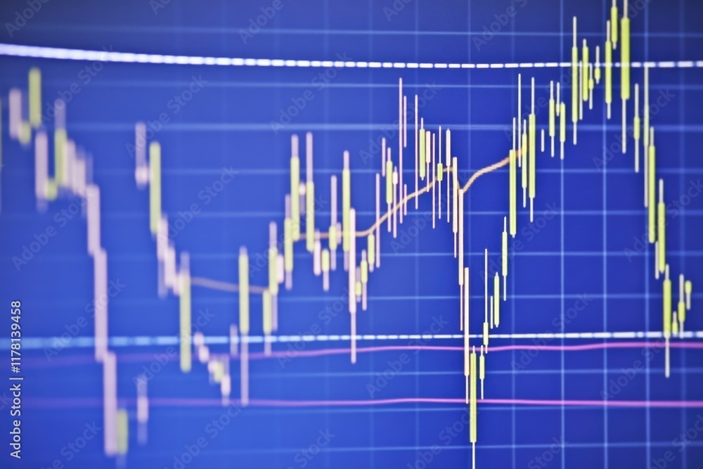 Poster close-up view of a stock chart on a computer screen, ideal for financial and business-related use