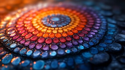 Vibrant Colorful Mandala Stone Art Design