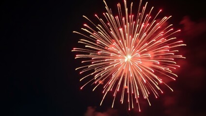 Sparkle Burst. Bright red firework explosion night sky celebration fes
