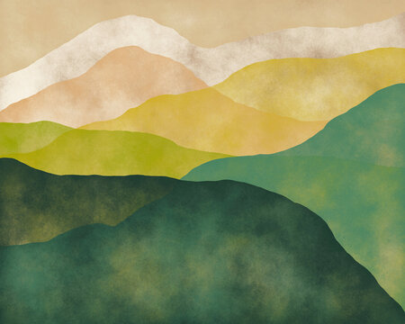 Watercolor Abstract Mountain Illustration 