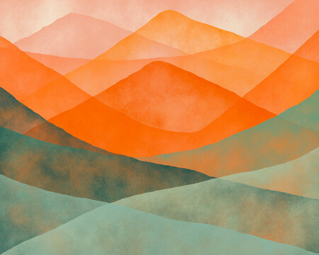 Watercolor Abstract Mountain Illustration 