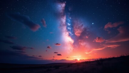 Obraz premium Night sky coming alive with vibrant patterns and brilliant explosions of color, Professional stock photo, AI generated photograph