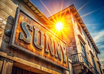 Fototapeta premium Sunny Day Weather Signboard: Architectural Photography Stock Image