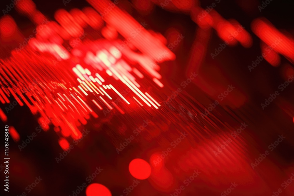Poster close-up shot of a computer keyboard with red lights, ideal for technology and innovation-themed pro