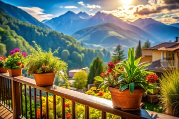 Sunny Mountain Balcony View: Stunning Landscape Macro Photography