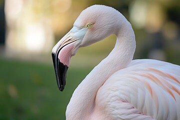 Close-up shot of a flamingo's head and neck, perfect for animal-themed designs