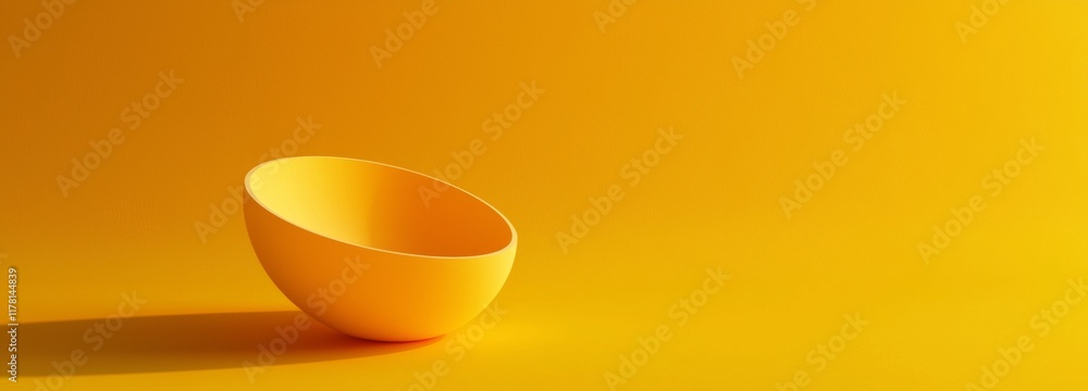 Aufkleber minimalist still life featuring a yellow hemisphere casting a shadow on a matching yellow backdrop, 