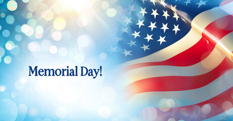 Waving united states flag in a vibrant bokeh background, celebrating memorial day while honoring the brave heroes who served and made sacrifices for their country