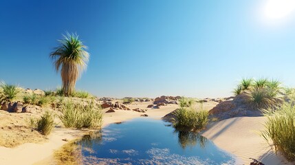 Obraz premium Oasis With A Watering Hole In The Desert