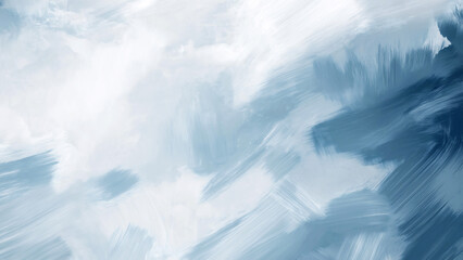 Fototapeta premium Light blue and white brush strokes create a snowy, mist-like abstract background. The smooth, high-resolution design adds an artistic touch to any creative project or visual concept.
