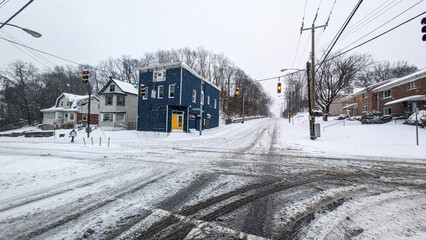 Naklejka premium Winter snowstorm Price Hill, Cincinnati Ohio. 6th January 2025