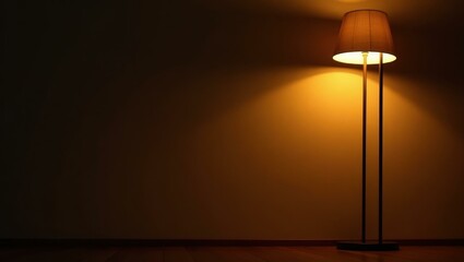 Ambient Lighting. Warm glowing floor lamp orange light cozy living roo