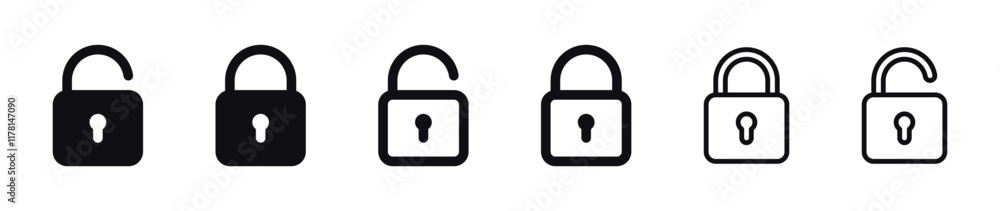 Poster lock icon collection set locked icon symbol unlocked sign , security icon . open and closed padlock 