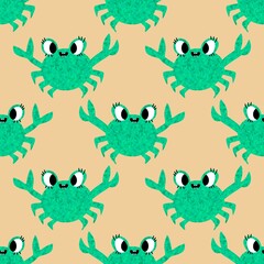 Ocean animals seamless crabs pattern for wrapping paper and fabrics and linens
