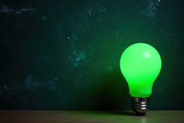 Chalkboard background with glowing green lightbulb, background, bulb