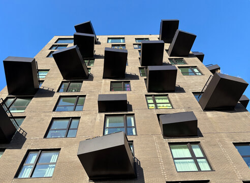 balconies on modern apartment building