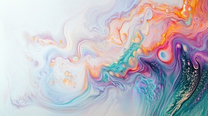 Abstract colorful swirls and fluid paint texture.