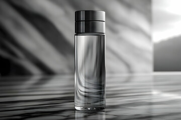 Elegant Perfume Bottle on Marble Surface: Modern Minimalist Design