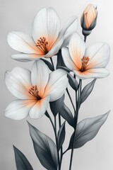 Obraz premium A close-up shot of a bouquet of flowers in shades of gray and white