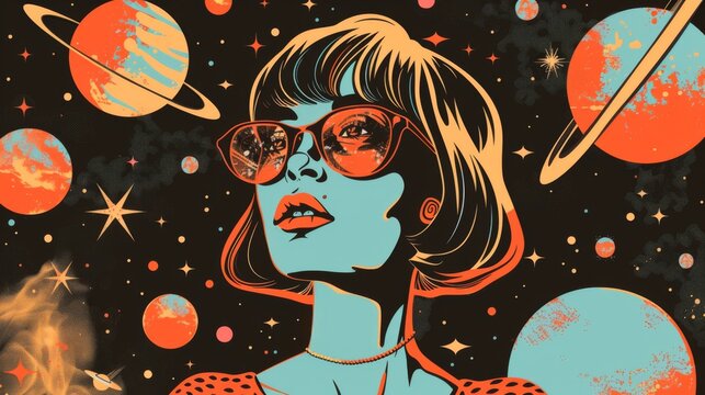 Psychedelic 70s inspired illustration featuring whimsical elements and a groovy slogan perfect for graphic tees stickers or posters 2D cartoon style