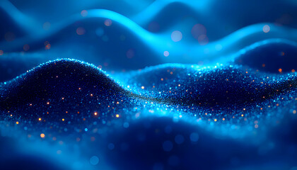 Futuristic Abstract Wave Pattern in Blue: A Fusion of Gloss and Dot Texture. Background digital waves of artificial intelligence AI futuristic IOT high technology machine learning deep data processing