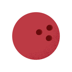 Vector illustration of a red bowling ball with holes. Bowling equipment, sport, recreational activity.Simple flat style isolated on white background.
