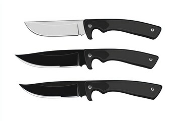 Obraz premium Black hunting knife symbol Collection of knife icons on white Vector graphic