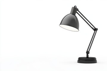 Black lamp against a white backdrop Frontal perspective Contemporary Scandinavian desk l