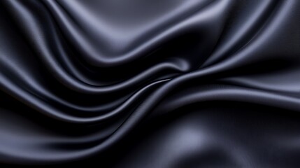 Fototapeta premium Dark gray silk fabric with elegant, flowing waves and folds.