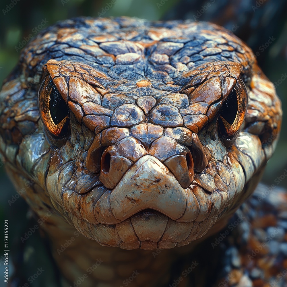 Aufkleber a close-up image of a snake's face with a blurred background