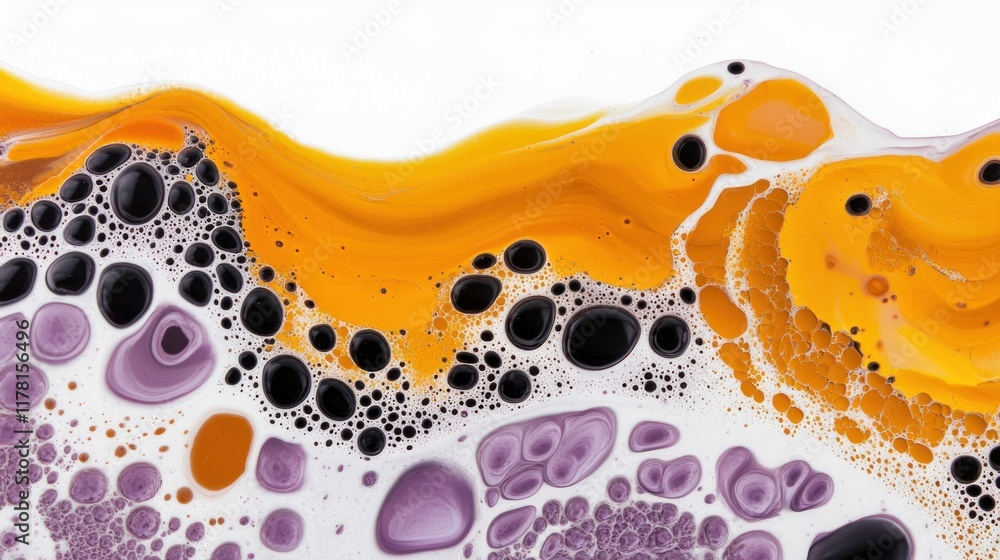 Aufkleber abstract fluid art with vibrant colors and bubble patterns.
