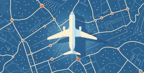 Aerial view of an airplane flying over the deep ocean, illuminating the city grids below