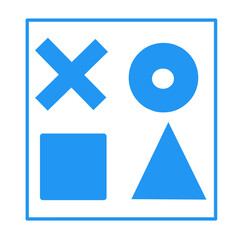 blue and white button icon for web design and social media needs